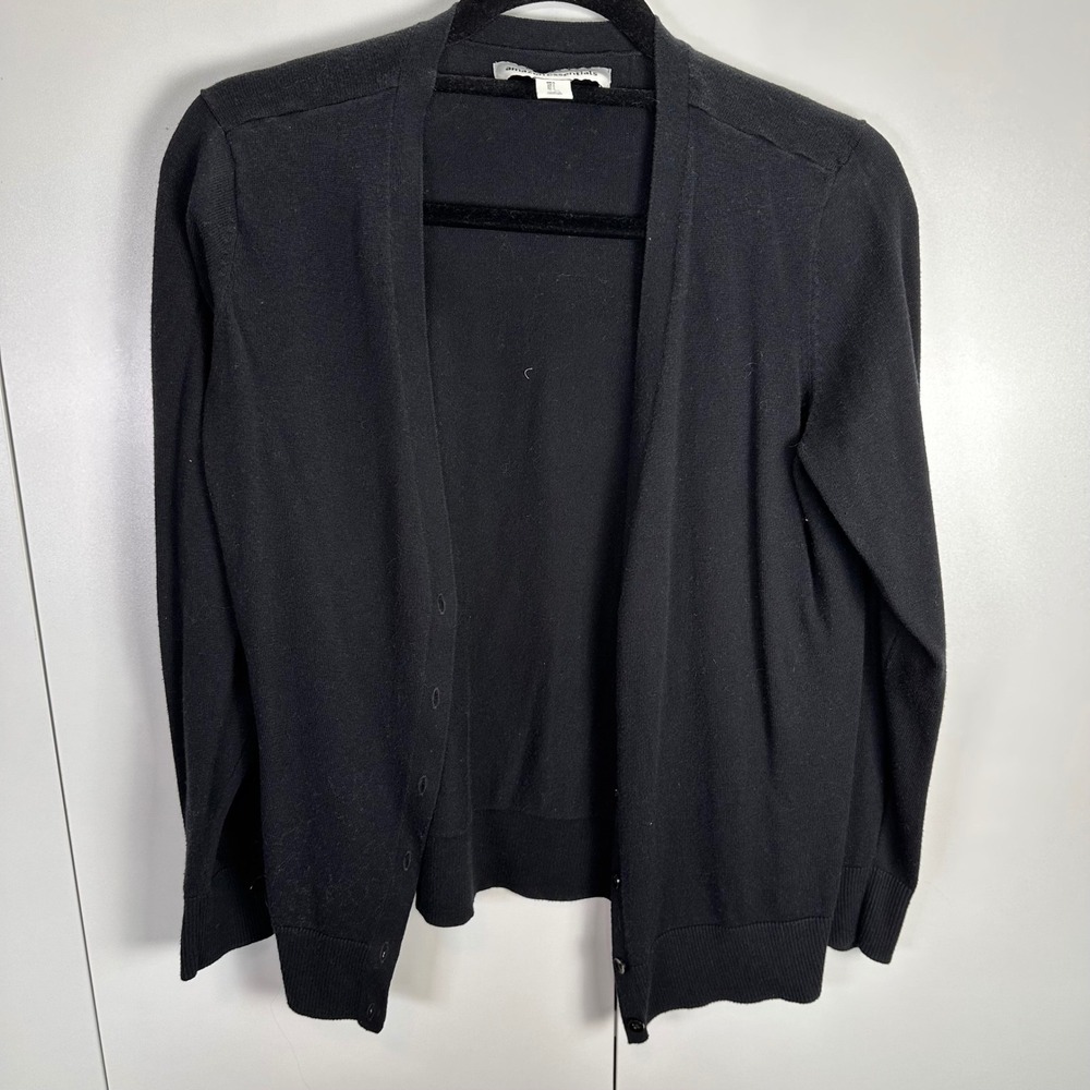 Amazon Essentials Black Button Front‎ Cardigan Sweater Womens L Lightweight Knit